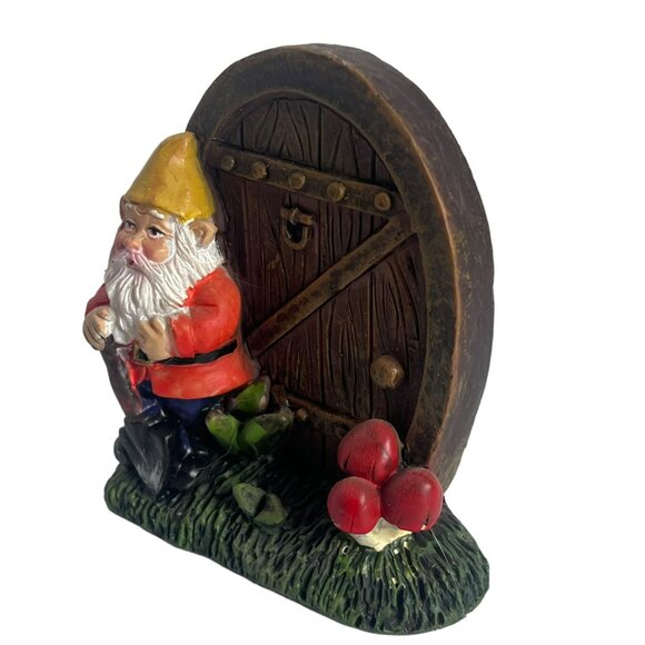 Garden Gnome Door Fairy Garden w Mushrooms Small Decoration Resin 3” - Picture 2 of 7